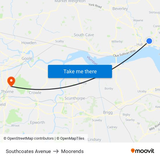 Southcoates Avenue to Moorends map