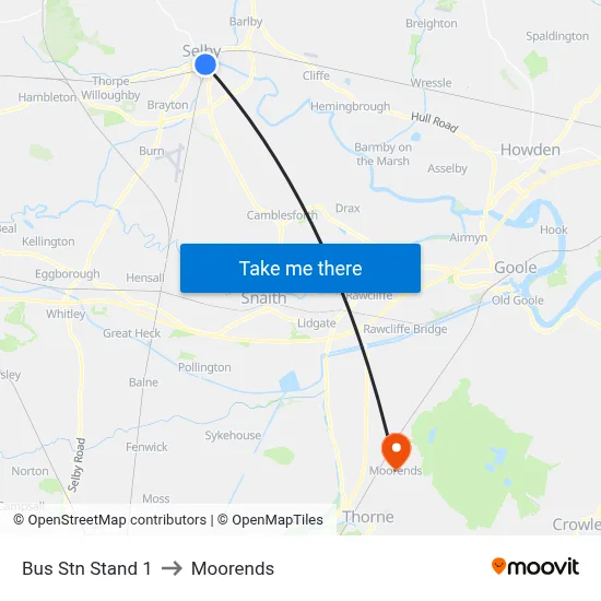 Bus Stn Stand 1 to Moorends map
