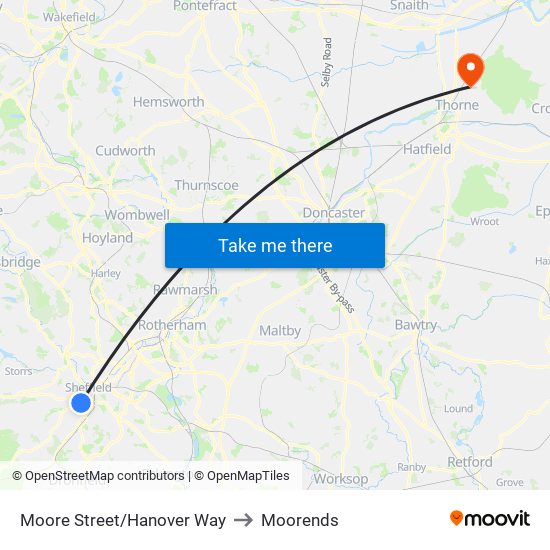 Moore Street/Hanover Way to Moorends map