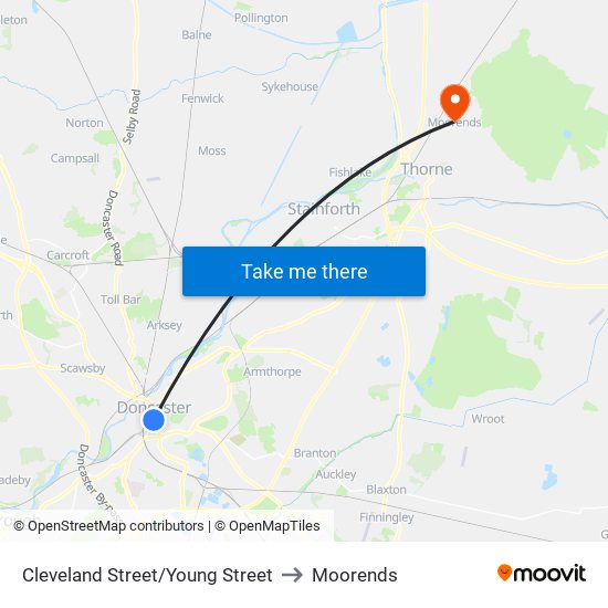 Cleveland Street/Young Street to Moorends map