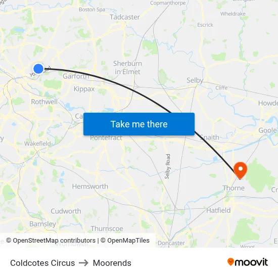 Coldcotes Circus to Moorends map