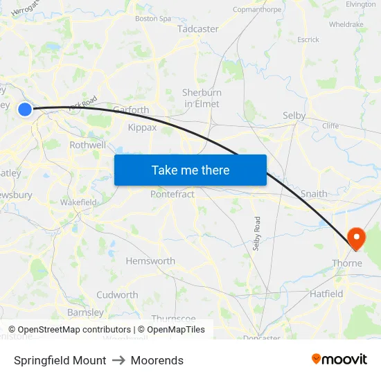 Springfield Mount to Moorends map
