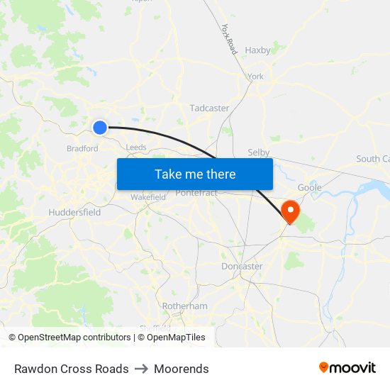 Rawdon Cross Roads to Moorends map