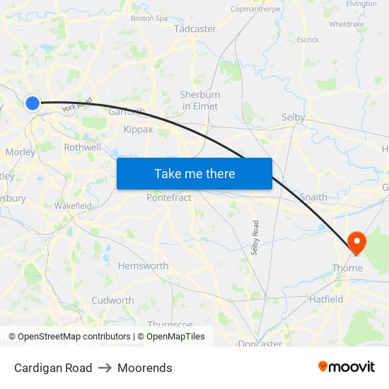 Cardigan Road to Moorends map