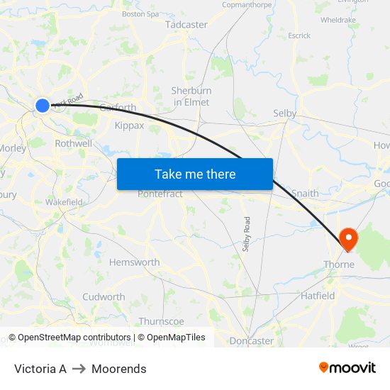 Victoria A to Moorends map