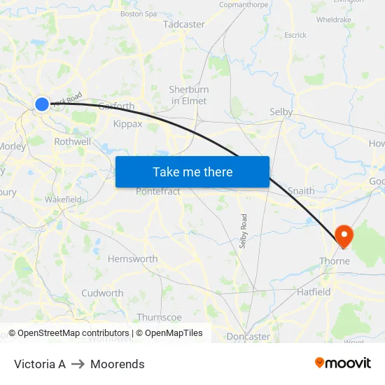 Victoria A to Moorends map