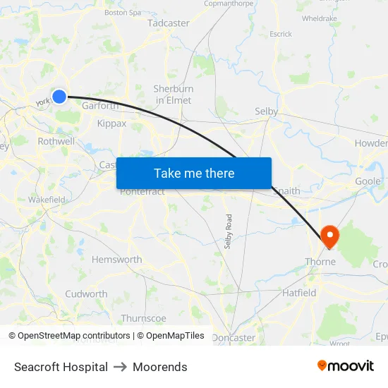 Seacroft Hospital to Moorends map