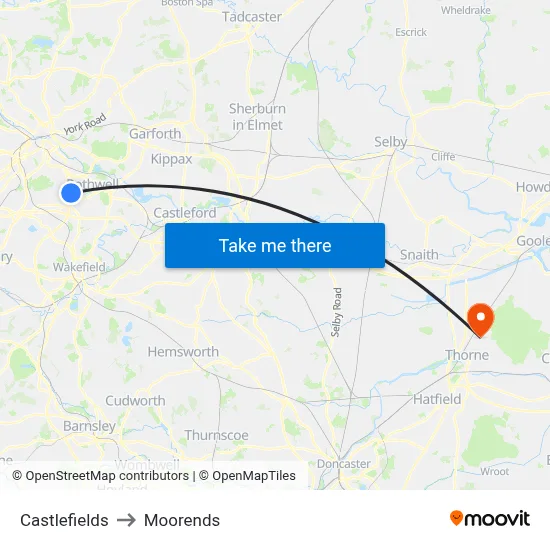 Castlefields to Moorends map