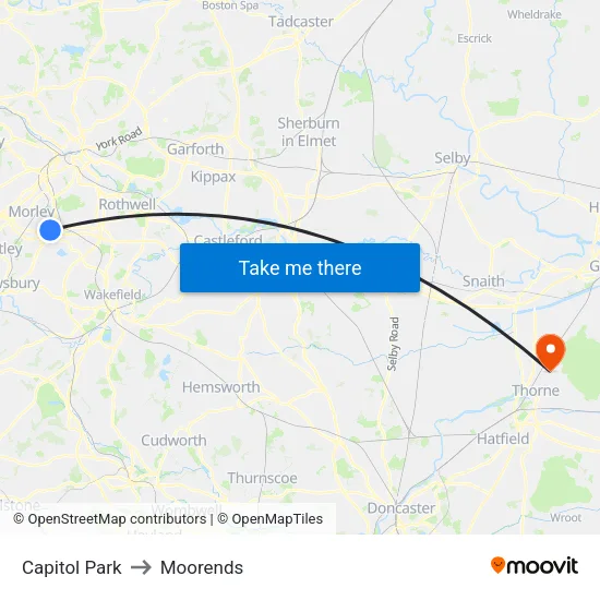 Capitol Park to Moorends map