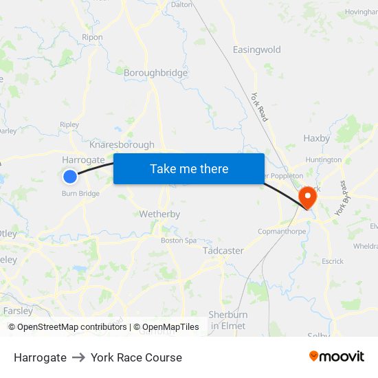 Harrogate to York Race Course map