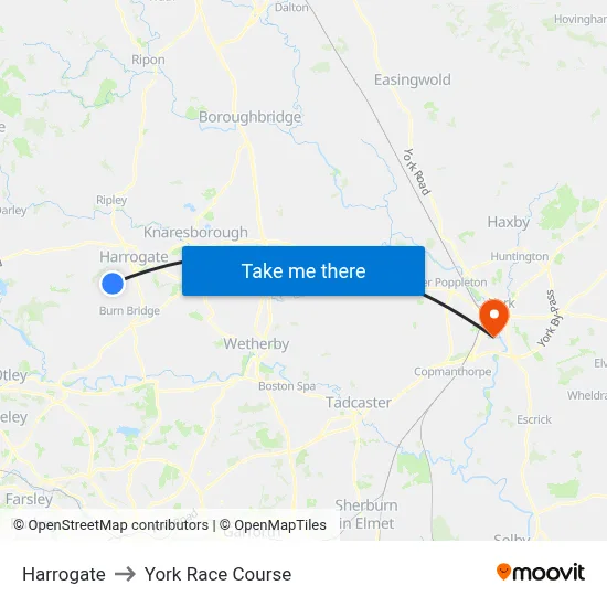 Harrogate to York Race Course map
