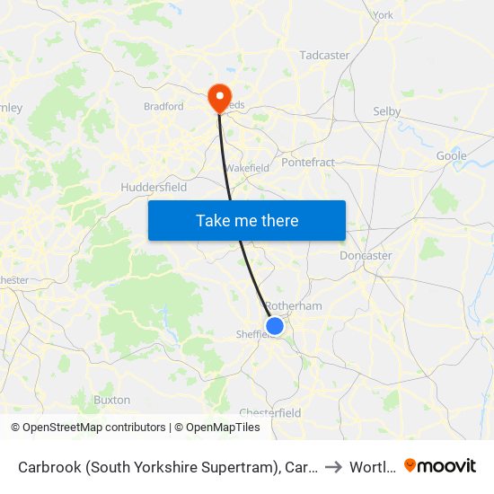 Carbrook (South Yorkshire Supertram), Carbrook to Wortley map