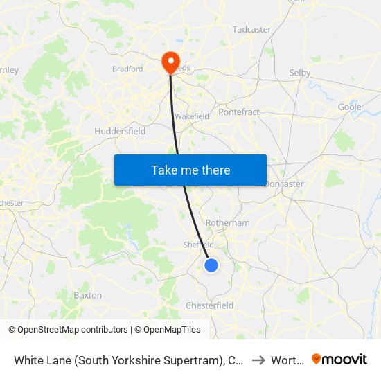 White Lane (South Yorkshire Supertram), Charnock to Wortley map