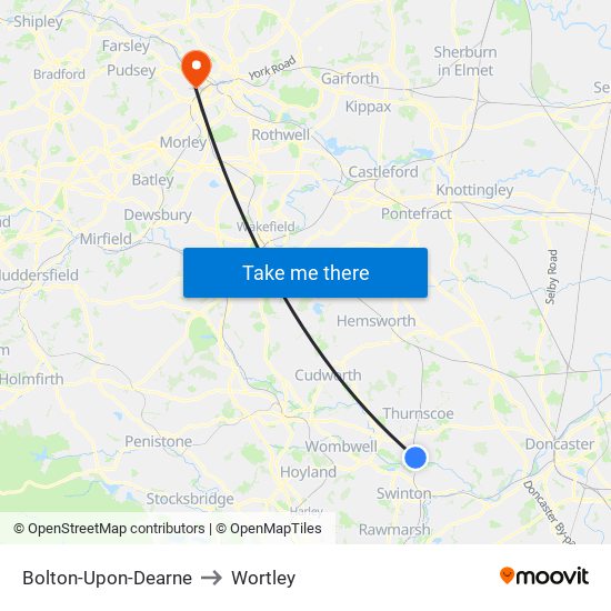 Bolton-Upon-Dearne to Wortley map