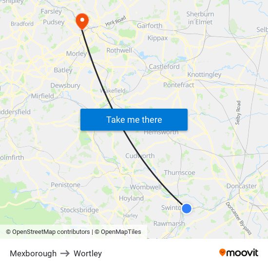 Mexborough to Wortley map