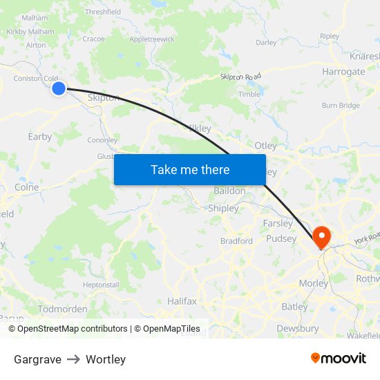 Gargrave to Wortley map