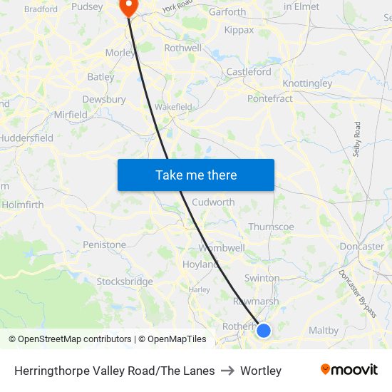 Herringthorpe Valley Road/The Lanes to Wortley map