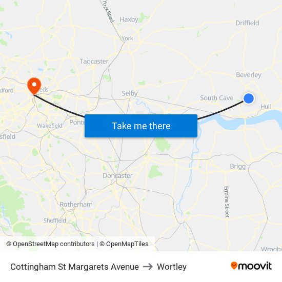Cottingham St Margarets Avenue to Wortley map
