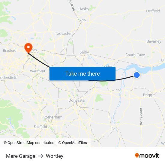 Mere Garage to Wortley map