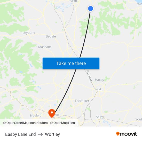 Easby Lane End to Wortley map