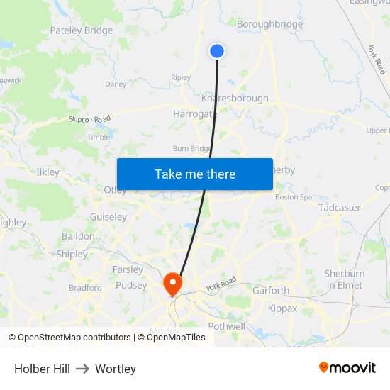 Holber Hill to Wortley map