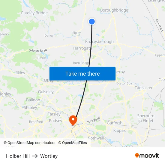 Holber Hill to Wortley map