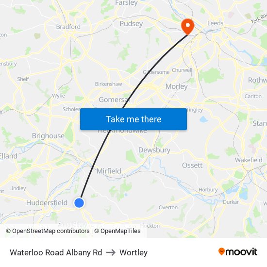 Waterloo Road Albany Rd to Wortley map