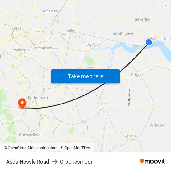 Asda Hessle Road to Crookesmoor map