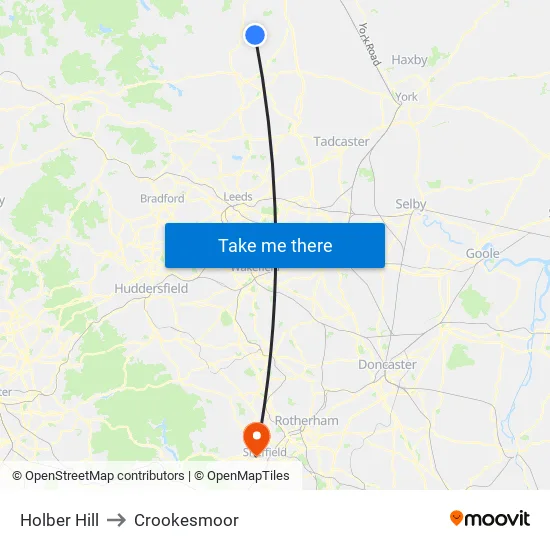 Holber Hill to Crookesmoor map