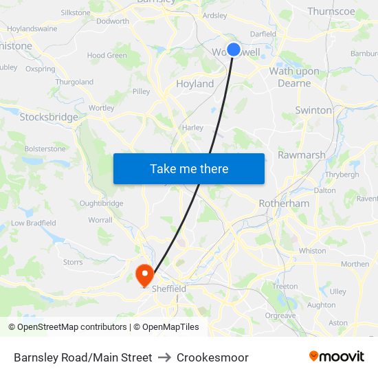 Barnsley Road/Main Street to Crookesmoor map