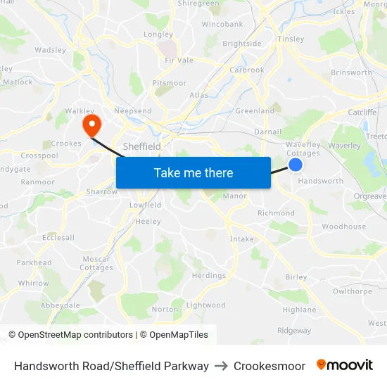 Handsworth Road/Sheffield Parkway to Crookesmoor map