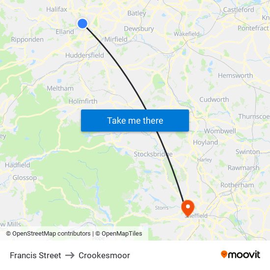 Francis Street to Crookesmoor map