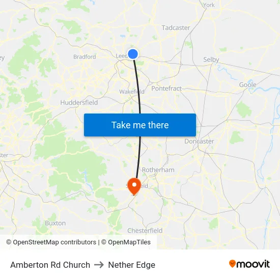 Amberton Rd Church to Nether Edge map