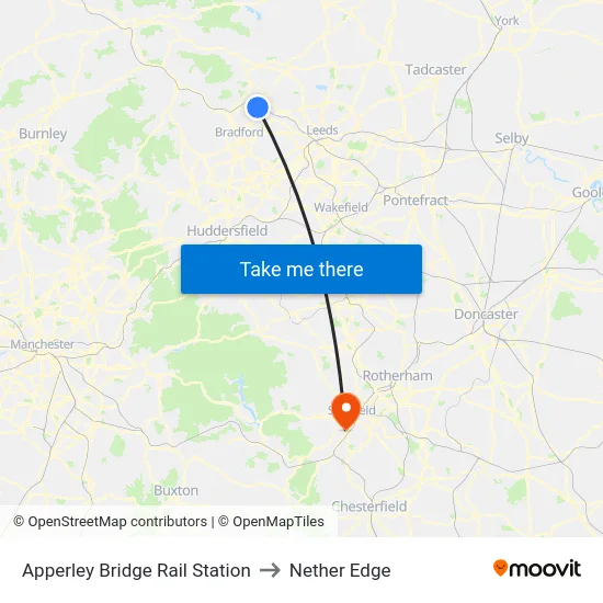 Apperley Bridge Rail Station to Nether Edge map