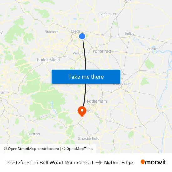 Pontefract Ln Bell Wood Roundabout to Nether Edge map