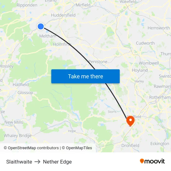 Slaithwaite to Nether Edge map