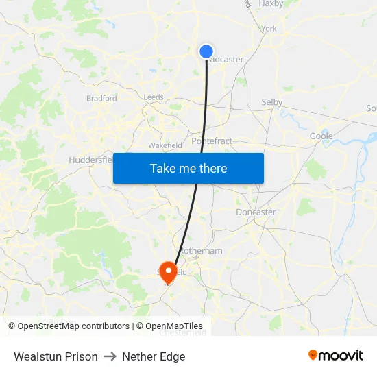 Wealstun Prison to Nether Edge map