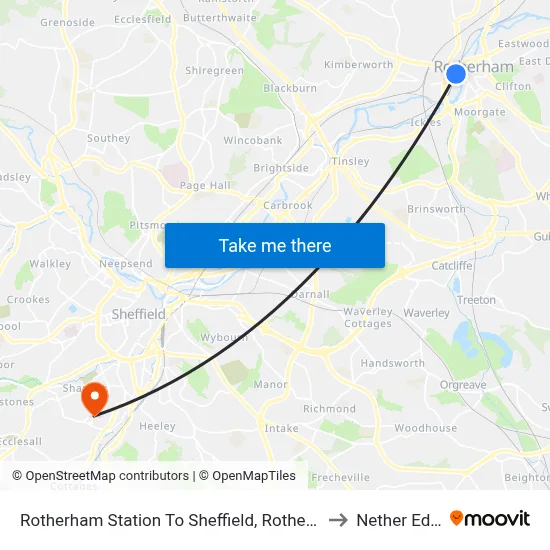 Rotherham Station To Sheffield, Rotherham to Nether Edge map