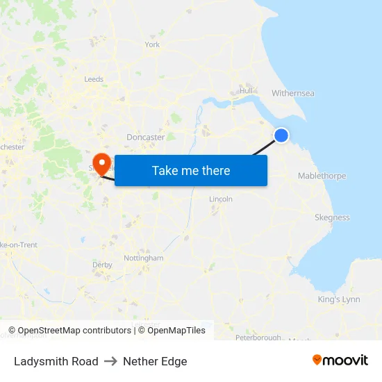Ladysmith Road to Nether Edge map