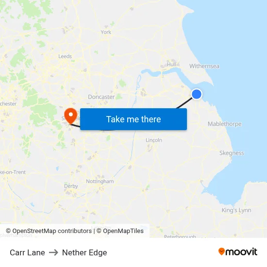 Carr Lane to Nether Edge map
