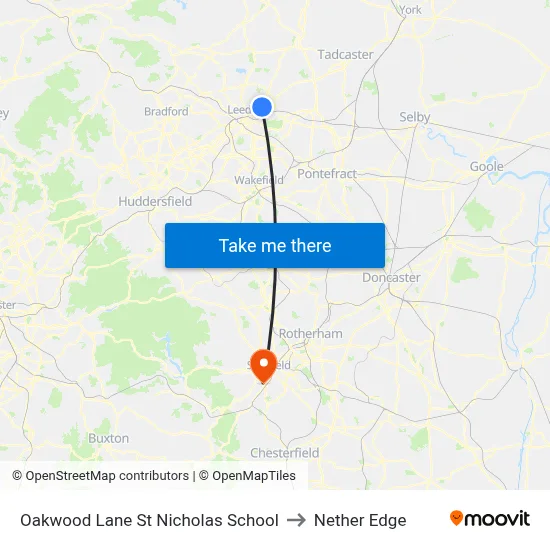 Oakwood Lane St Nicholas School to Nether Edge map