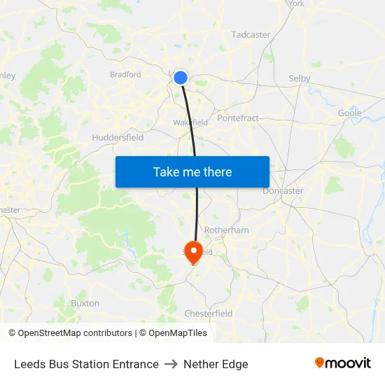 Leeds Bus Station Entrance to Nether Edge map
