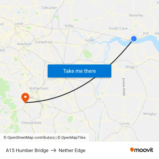 A15 Humber Bridge to Nether Edge map