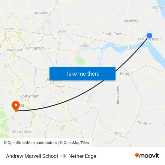 Andrew Marvell School to Nether Edge map