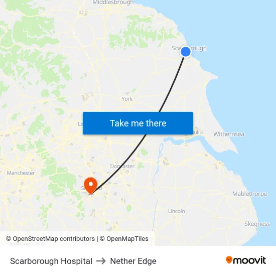 Scarborough Hospital to Nether Edge map