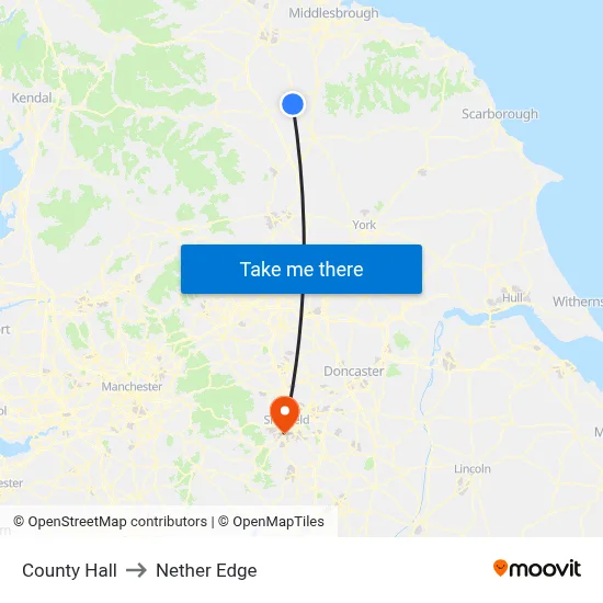 County Hall to Nether Edge map