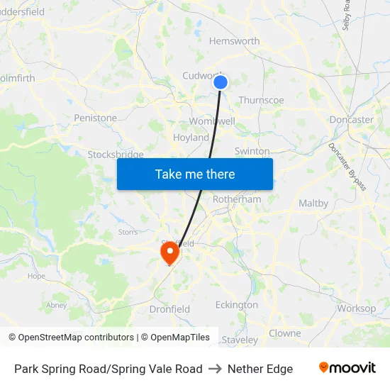 Park Spring Road/Spring Vale Road to Nether Edge map