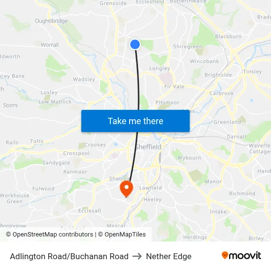 Adlington Road/Buchanan Road to Nether Edge map
