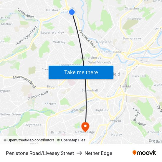 Penistone Road/Livesey Street to Nether Edge map