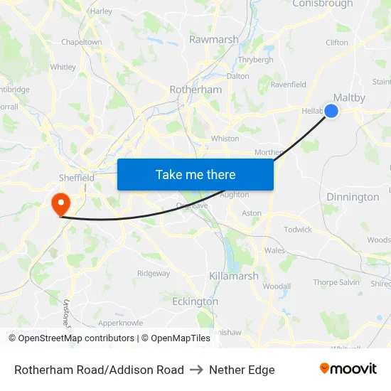 Rotherham Road/Addison Road to Nether Edge map